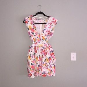 Lulus Ivory Cutout Floral Print Dress